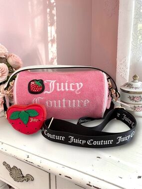 Juicy Couture Pink Strawberry Sweet n Juicy Barrel Bag w/ coin pouch Crossbody